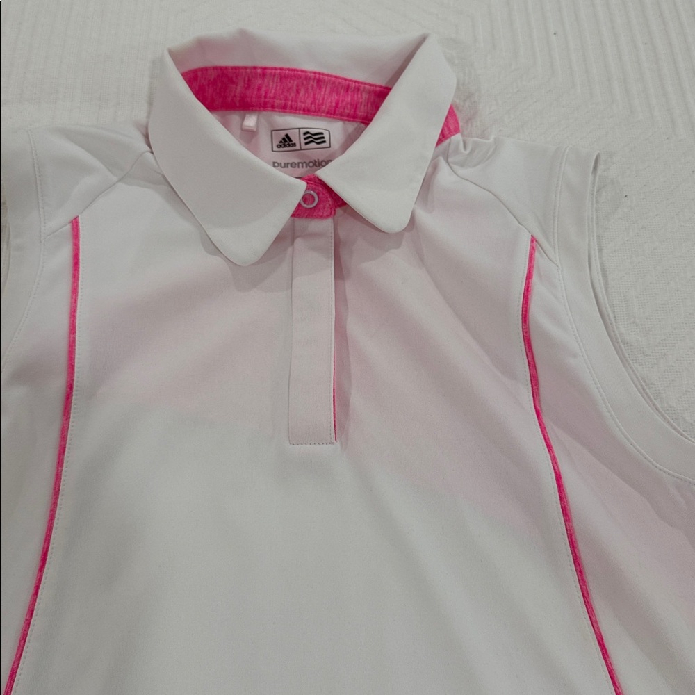 Adidas White and Pink Sleeveless Top